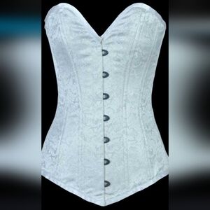 ORCHARD CORSET STEEL BONE White Brocade Lace-Up Corset